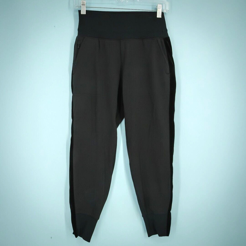 Athleta Size XS P Petite Black Venice Velvet Stripe Jogger High Rise Knit Pants